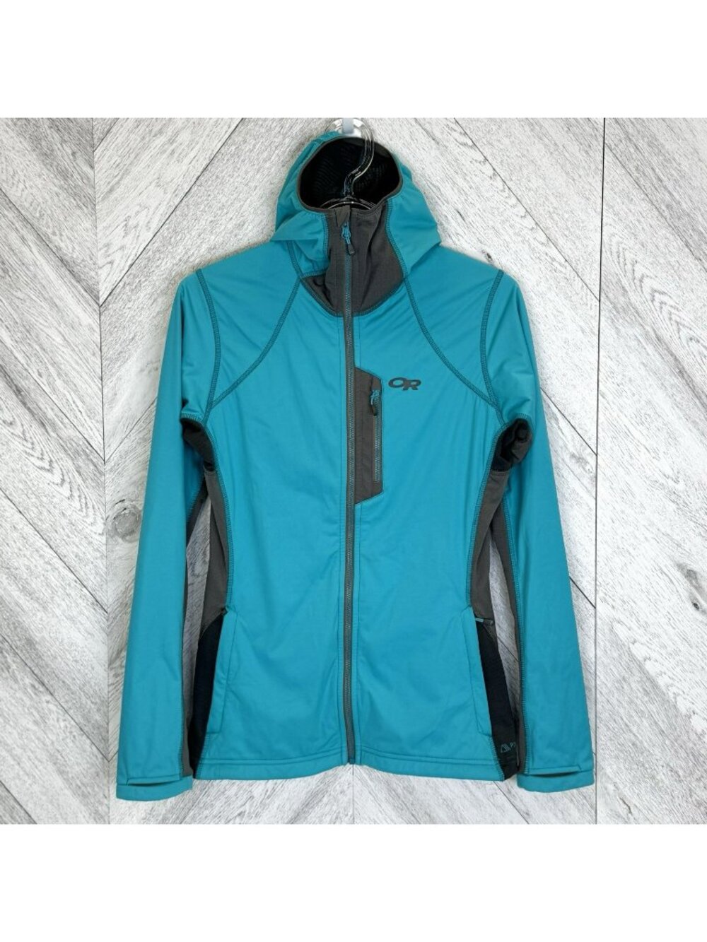 Outdoor Research Centrifuge Hoody Jacket Womens Small Blue Full Zip Polartec